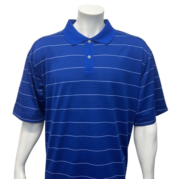 NWOT Callaway Golf Performance Blue White Stripe Wicking Men's Polo Shirt XXL 2X - Picture 6 of 10